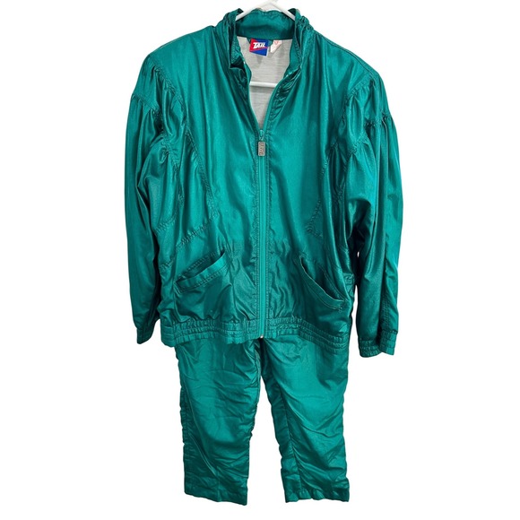 Tail Pants - Vtg TAIL Sporty‎ Teal Tracksuit Womens M Jacket Pants Retro Tennis